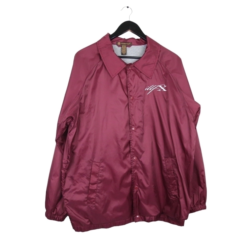 HARRITON‎ Men's Raspberry Burgundy Red Button Down Lightweight Jacket Size Large